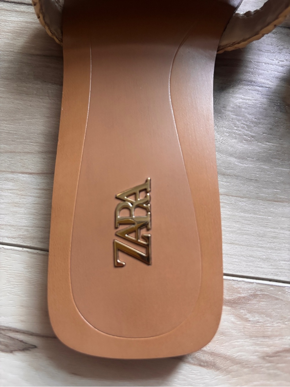 Zara Shoes | Flat Sandals with Gold Accent Color: Tan | Size: 6 - Picture 5 of 7